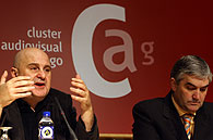 Antón Reixa e Fernando Blanco durante a presentación do informe do CLAG