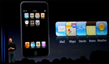 Jobs presentando as novas aplicacións que se poderán incorporar ó iPod Touch