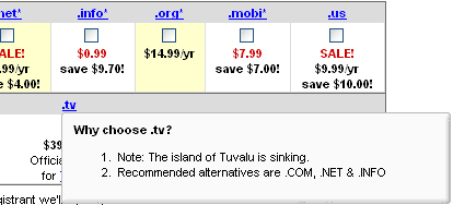 GoDaddy advirte do afundimento da illa de Tuvalu no proceso de rexistro de dominios .tv