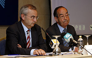 Alfonso Cabaleiro e Ramón Domínguez durante a inauguración da xornada